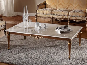 LUIGI XVI - Rectangular solid wood coffee table with marble top _ Guerra Vanni